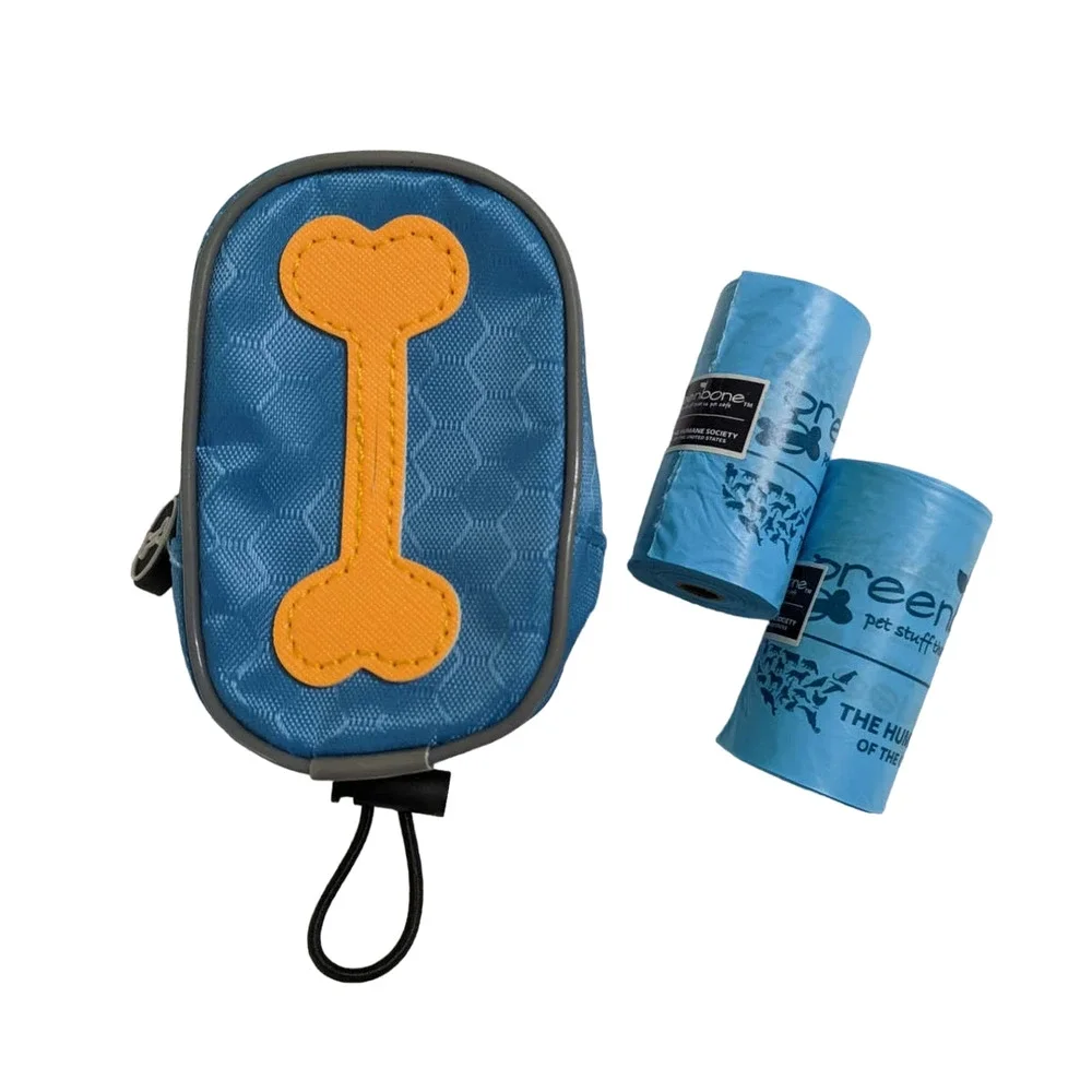 new dog doggy waste bag holder dispenser bone patch carabiner clip 2 rolls bags